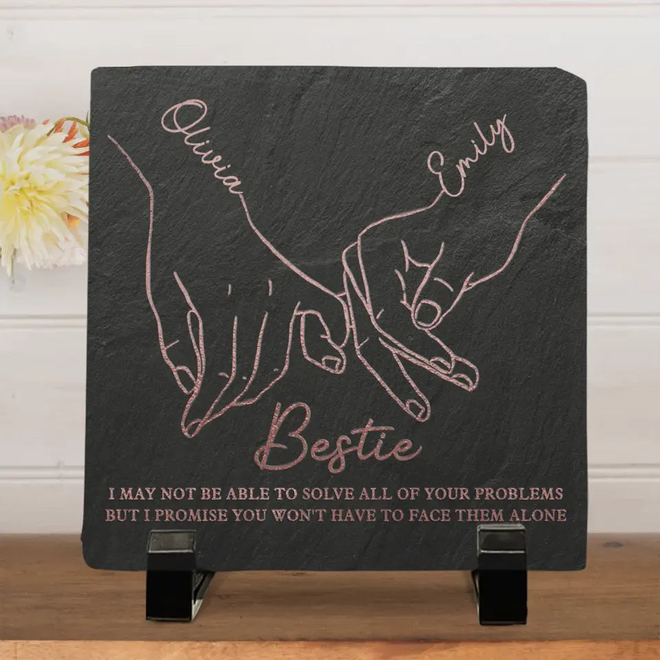 Our Friendship Is Endless - Bestie Personalized Custom Square Shaped Stone With Stand -  Gift For Best Friends, BFF, Sisters