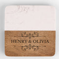 Together Is A Wonderful Place To Be - Couple Personalized Custom Marble Wood Coaster - Gift For Husband Wife, Anniversary