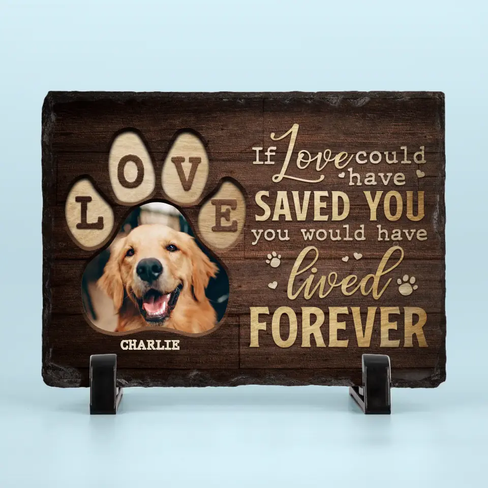 Custom Photo You Have Left Pawprints On Our Hearts - Memorial Personalized Custom Rectangle Shaped Stone With Stand - Sympathy Gift For Pet Owners, Pet Lovers