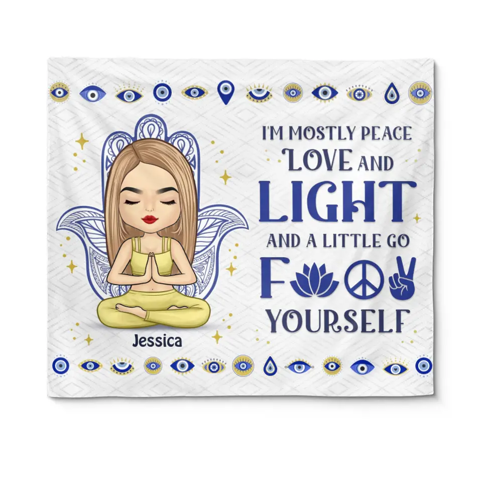 Yoga Is The Practice Of Quieting The Mind - Yoga Personalized Custom Tapestry - Gift For Yoga Lovers