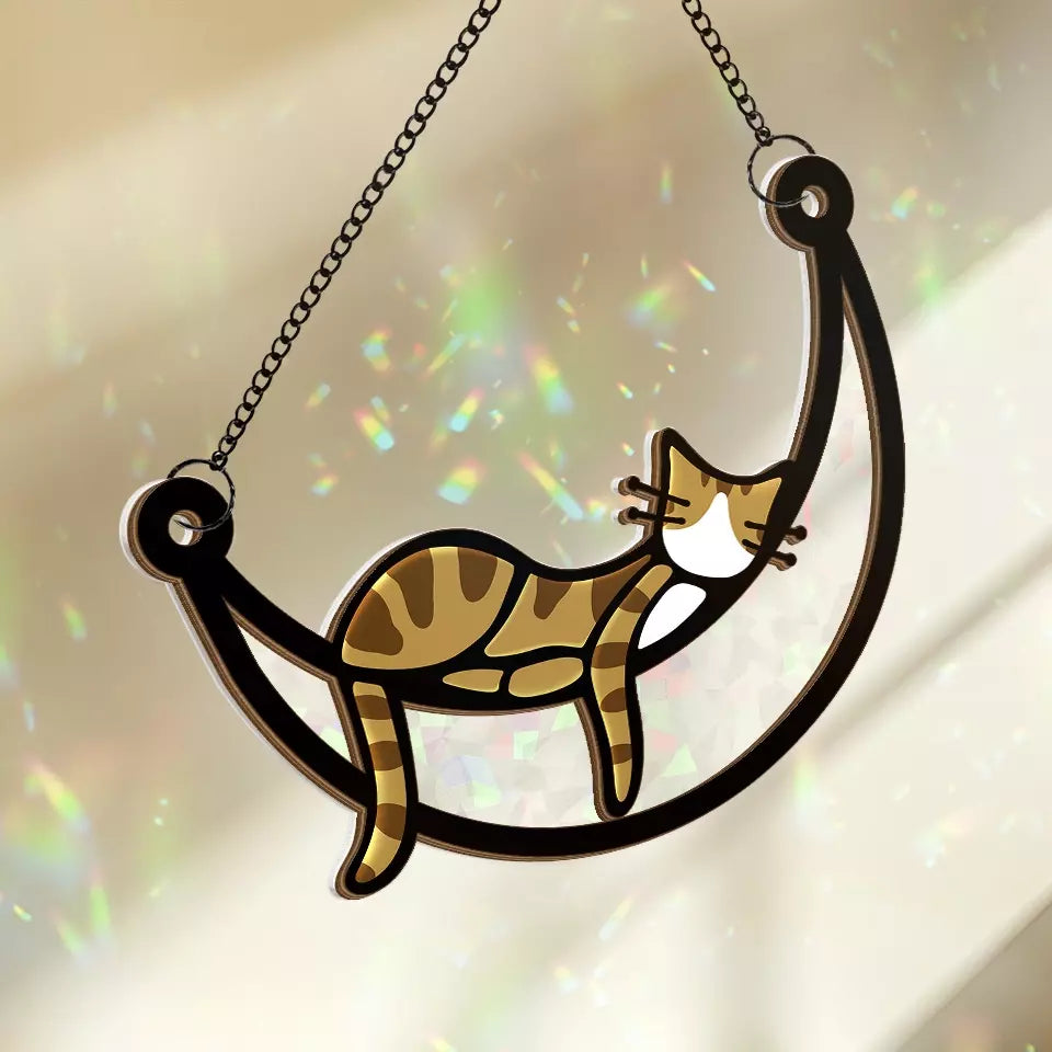 Cats Make Everything Better - Memorial Personalized Window Hanging Suncatcher - Sympathy Gift For Pet Owners, Pet Lovers