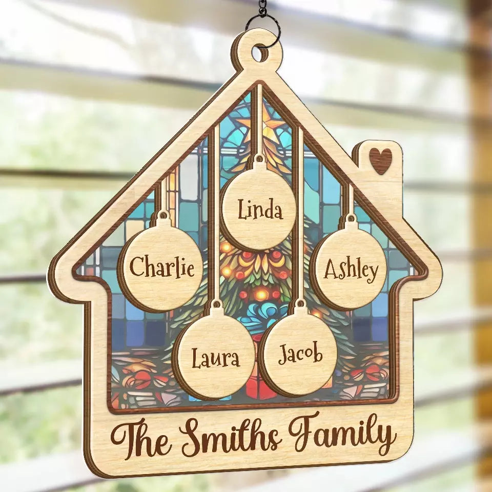 Gifts To Cherish Time With Loved Ones - Family Personalized Window Hanging Suncatcher - Christmas Gift For Family Members