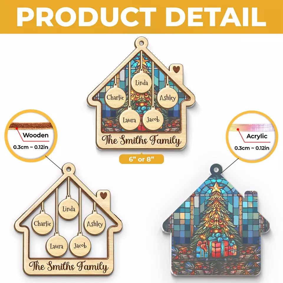 Gifts To Cherish Time With Loved Ones - Family Personalized Window Hanging Suncatcher - Christmas Gift For Family Members