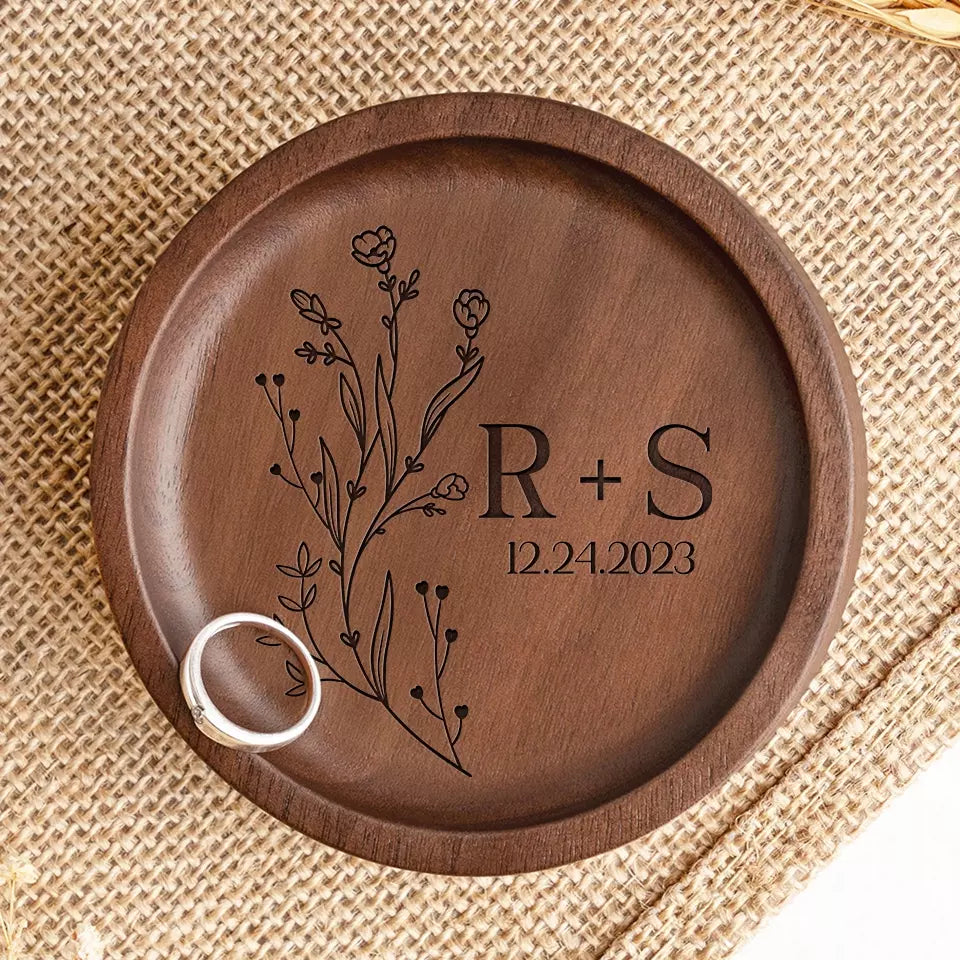 My Life Started The Day I Met You - Couple Personalized Custom Wooden Jewelry Dish - Gift For Husband Wife, Anniversary