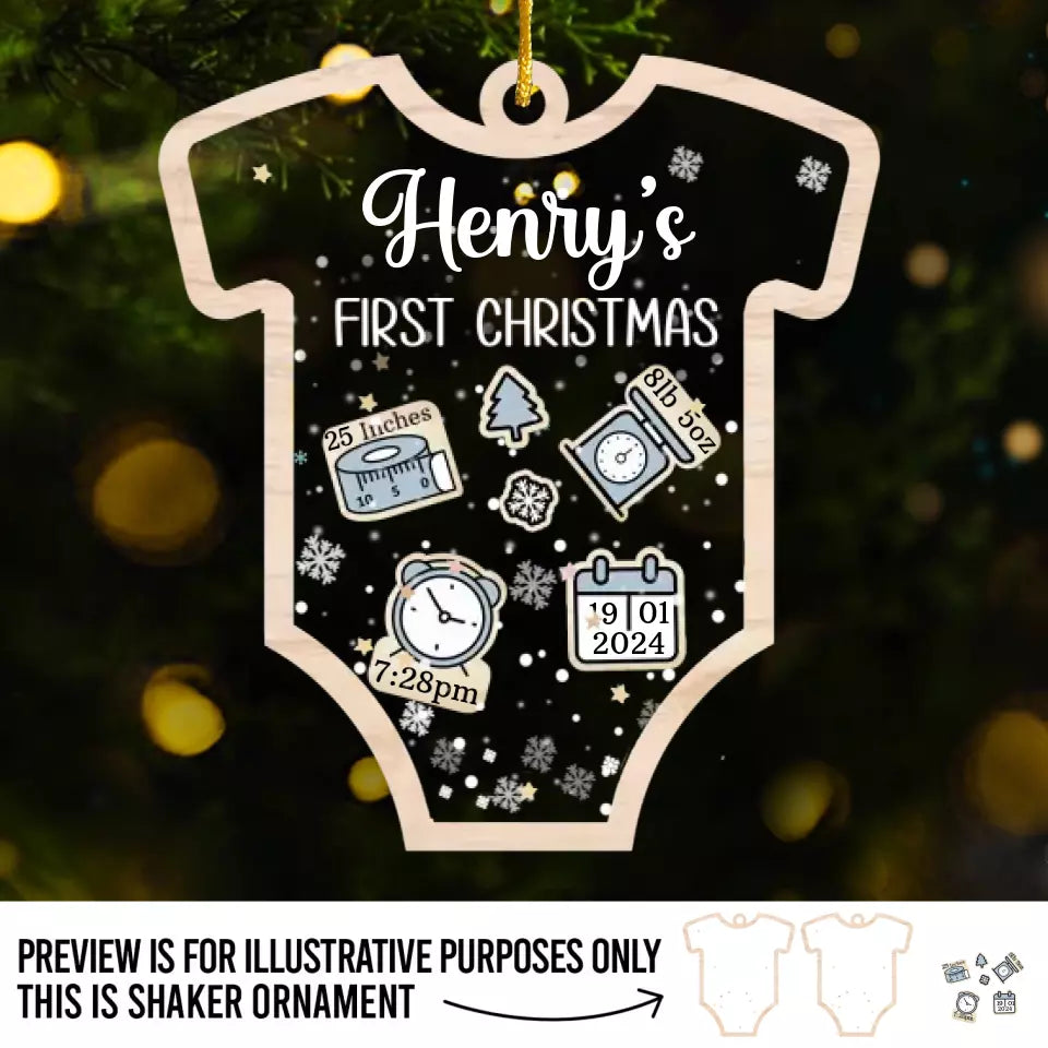 First Christmas - Family Personalized Custom 3 Layers Shaker Ornament - Christmas  Gift For Baby Kids, Newborn Baby