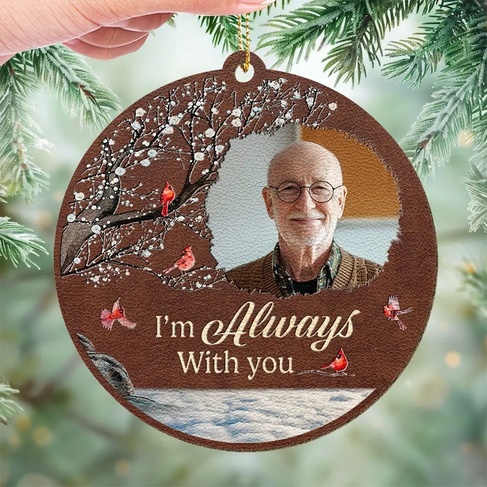 Custom Photo Greatly Loved, Deeply Missed  - Memorial Personalized Custom Leather Ornament - Christmas Gift, Sympathy Gift For Family Members