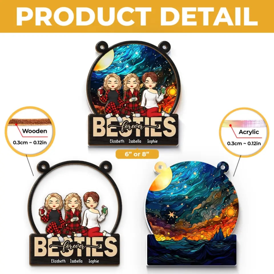Good Friends Are Hard To Find, Harder To Leave And Impossible To Forget - Bestie Personalized Window Hanging Suncatcher - Christmas Gift For Best Friends, BFF, Sisters