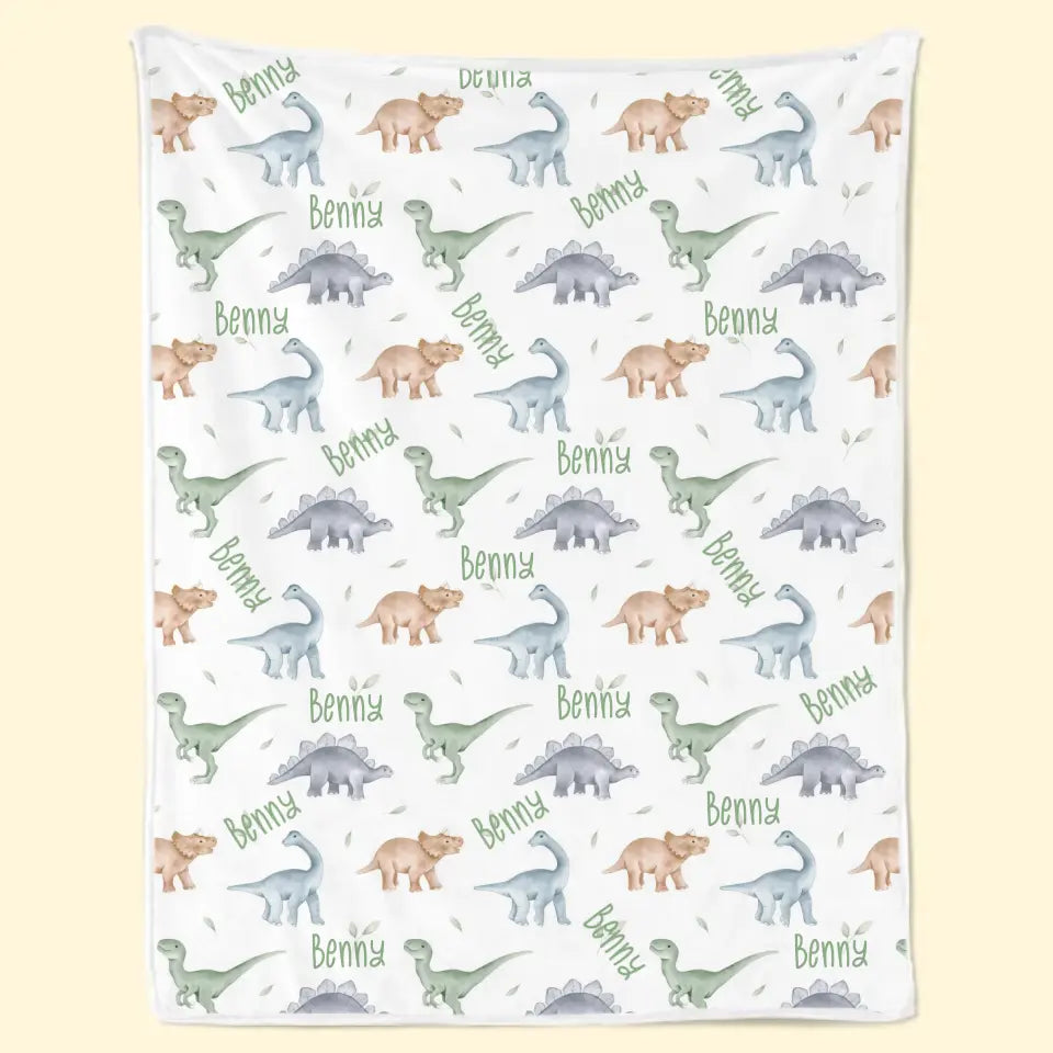 Gentle Warmth And Lovely Dinosaurs For Precious Moments - Family Personalized Custom Blanket - Gift For Baby Kids, Newborn Baby