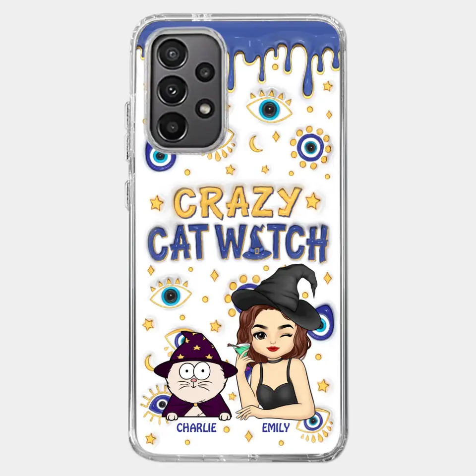 You Can't Scare Me I'm The Crazy Cat Witch - Cat Personalized Custom 3D Inflated Effect Printed Clear Phone Case - Halloween Gift For Pet Owners, Pet Lovers
