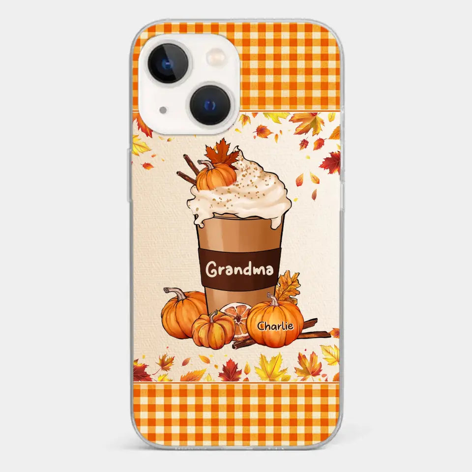 Autumn Fall Is For Cozy Moments With Family And Grandma - Family Personalized Custom Clear Phone Case - Autumn Fall Gift For Grandma