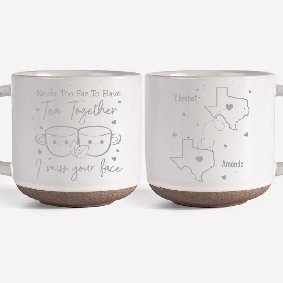 Our Friendship Knows No Distance - Bestie Personalized Custom Pottery Mug - Gift For Best Friends, BFF, Sisters