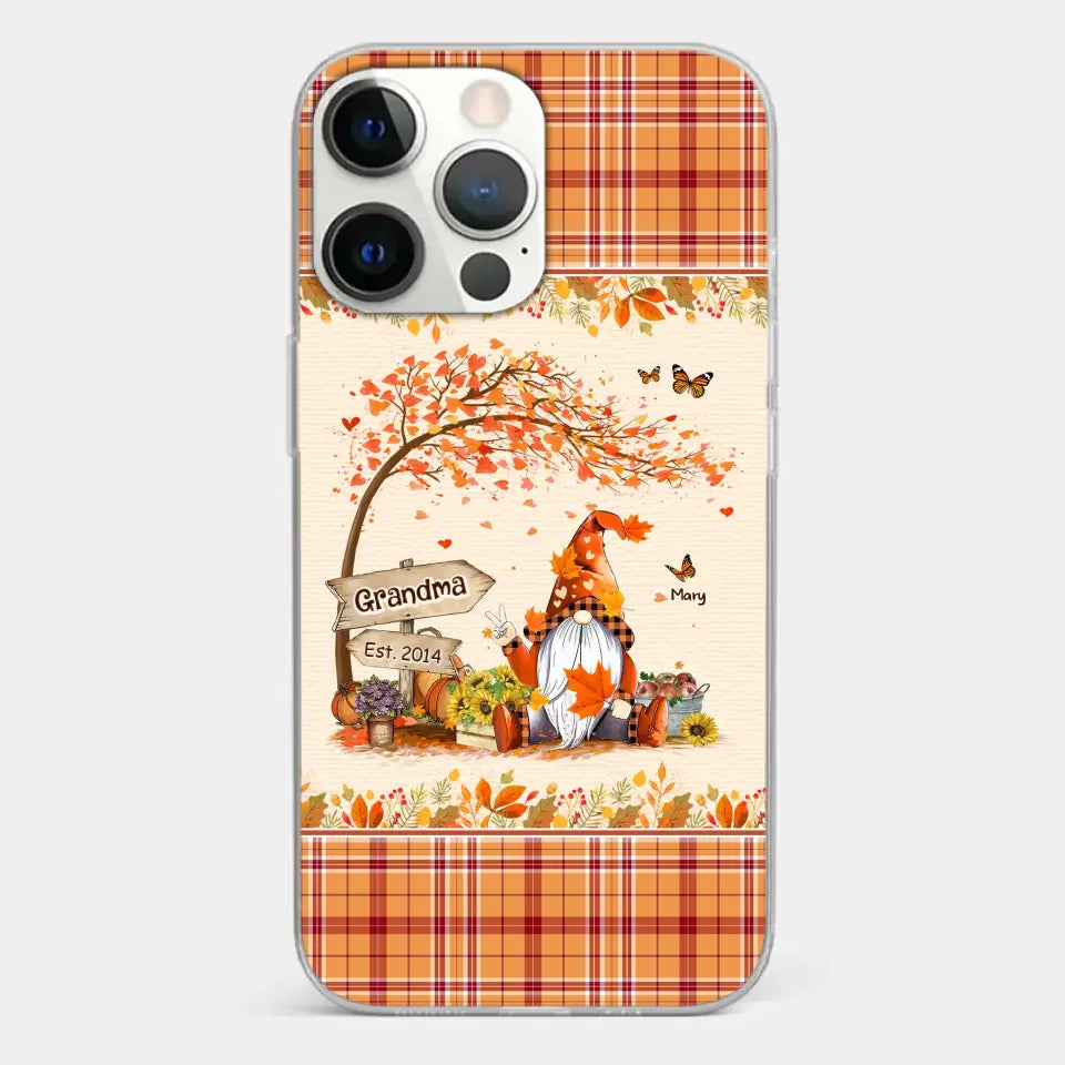 Oh My Gourd I Love Fall - Family Personalized Custom Clear Phone Case - Autumn Fall Gift For Grandma