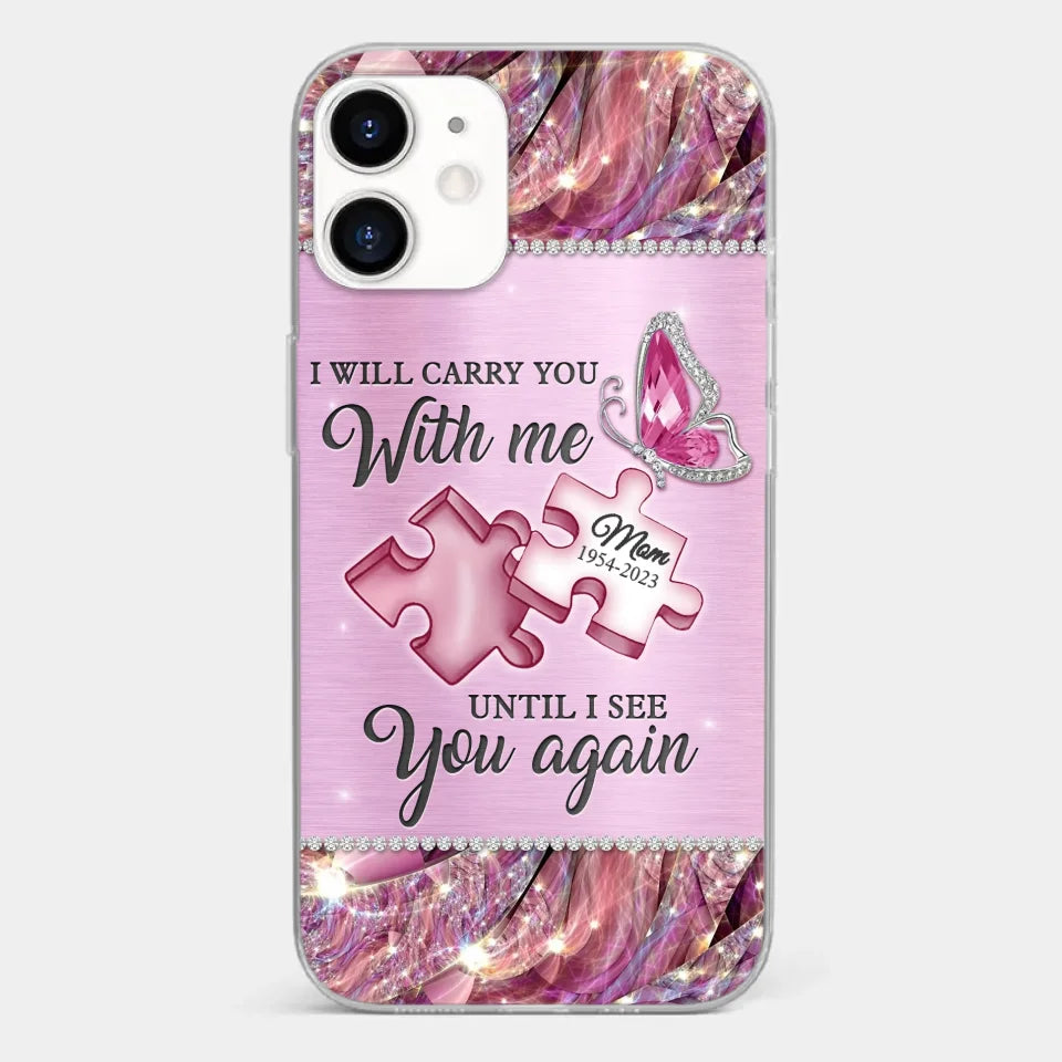 A Piece Of My Heart Lives In Heaven - Memorial Personalized Custom Clear Phone Case - Sympathy Gift For Family Members