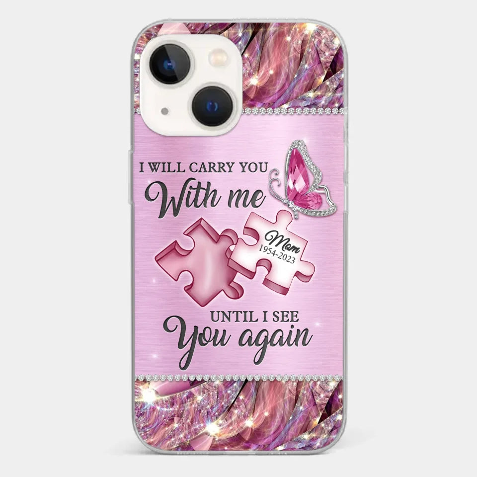 A Piece Of My Heart Lives In Heaven - Memorial Personalized Custom Clear Phone Case - Sympathy Gift For Family Members