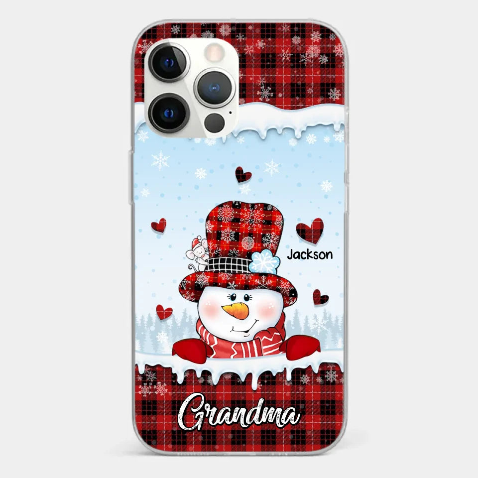 Grandmas Are Snowmen With Hearts That Never Melt - Family Personalized Custom Clear Phone Case - Christmas Gift For Grandma