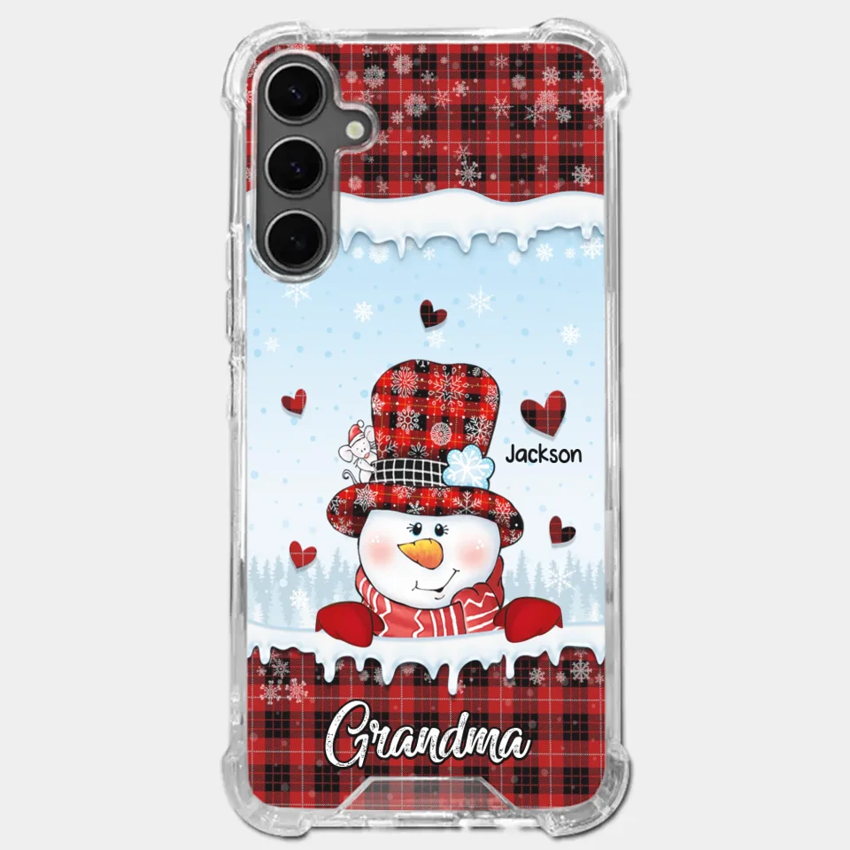 Grandmas Are Snowmen With Hearts That Never Melt - Family Personalized Custom Clear Phone Case - Christmas Gift For Grandma