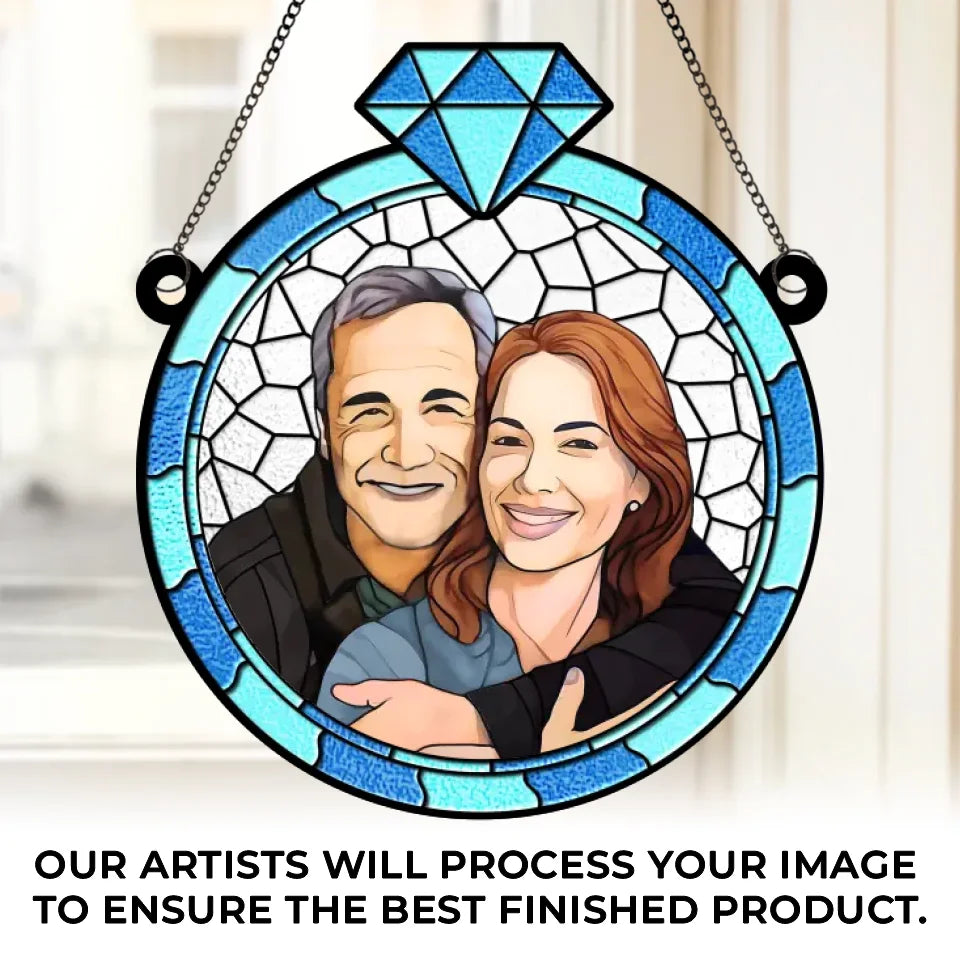 Custom Photo My Favorite Fairytale Is Our Love Story - Couple Personalized Window Hanging Suncatcher - Gift For Husband Wife, Anniversary