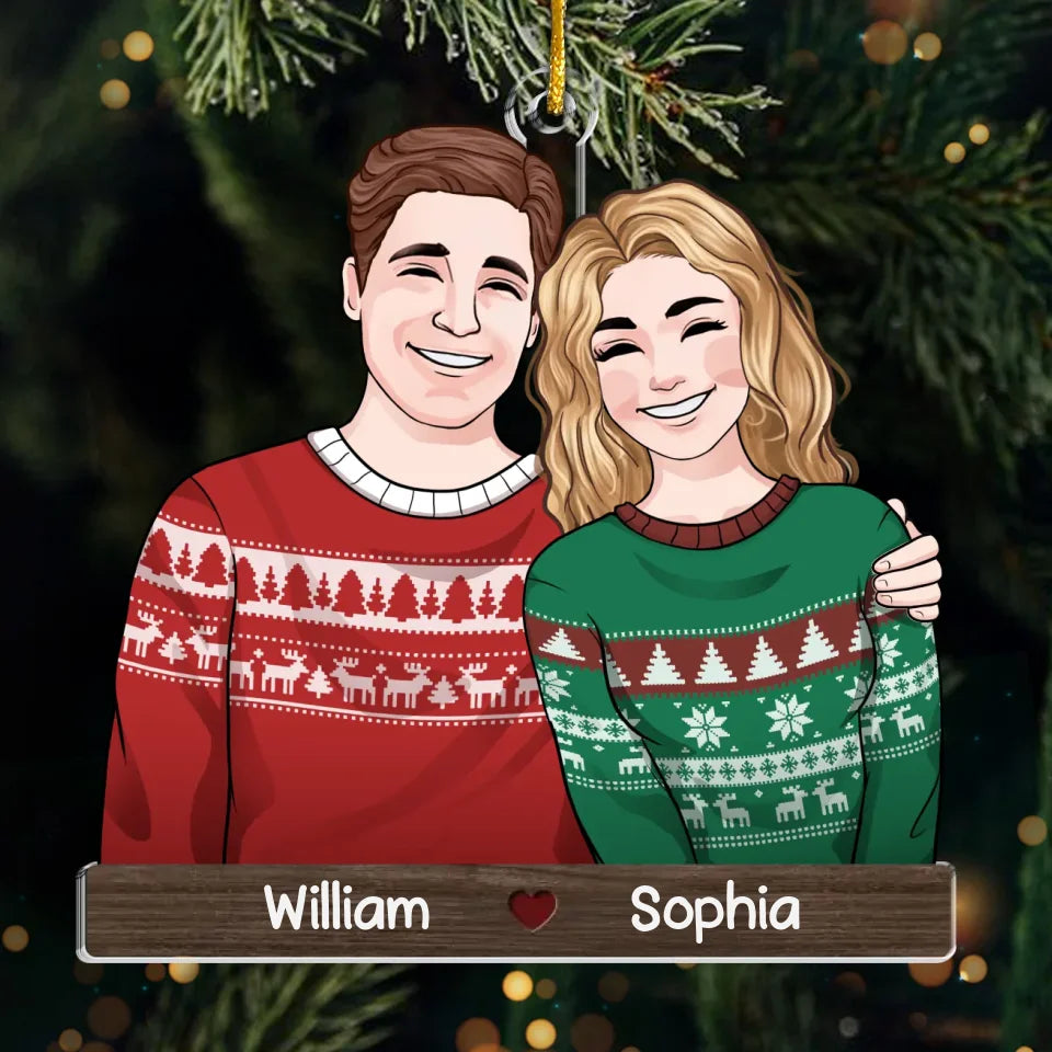 Sweater Weather Is Better Together - Couple Personalized Custom Ornament - Acrylic Custom Shaped - Christmas Gift For Husband Wife, Anniversary, First Christmas
