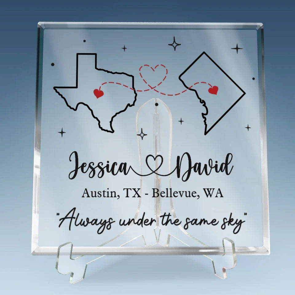 Always Under The Same Sky - Couple Personalized Custom Square Shaped Acrylic Plaque - Gift For Husband Wife, Anniversary