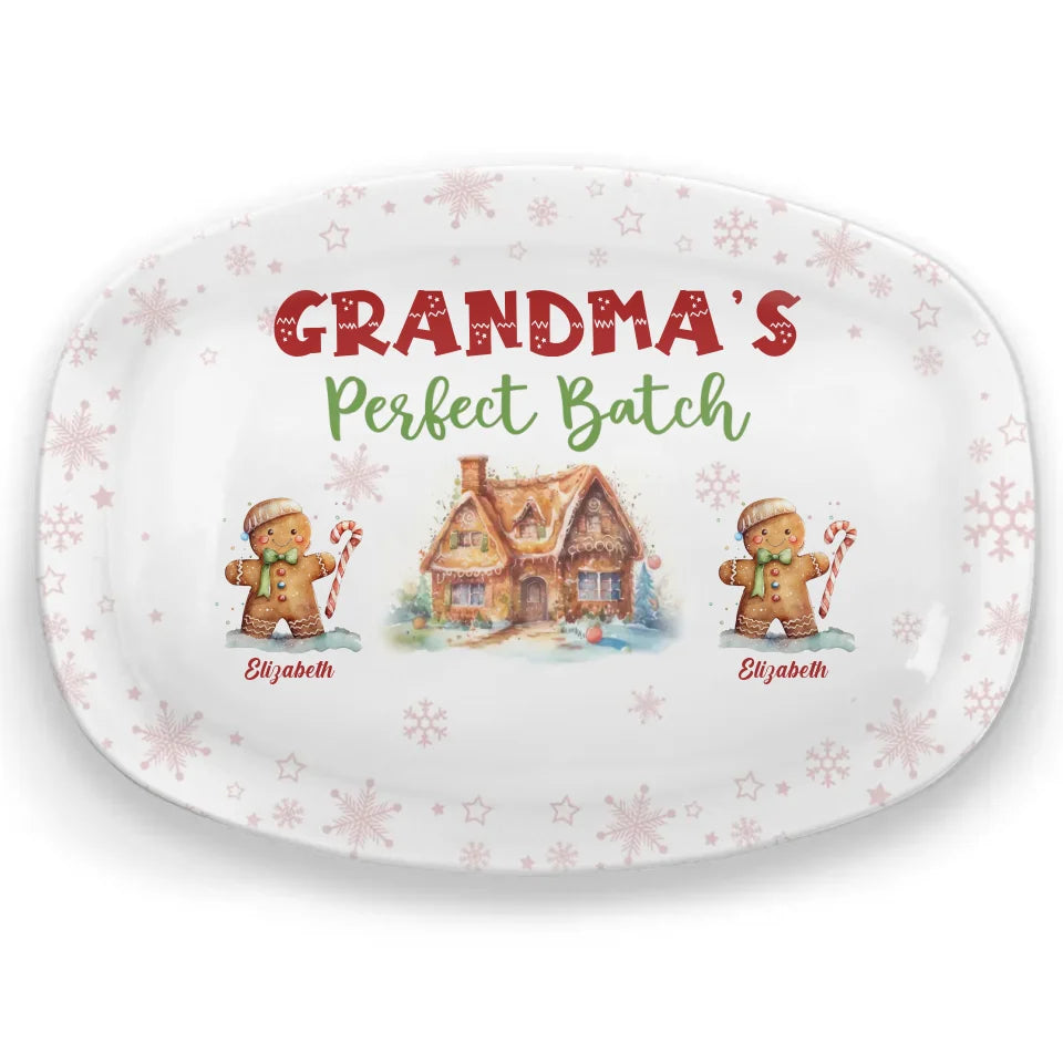 Grandchildren Are Like Gingerbread Cookies, Sweet And Made With Love - Family Personalized Custom Platter - Christmas Gift For Mom, Grandma