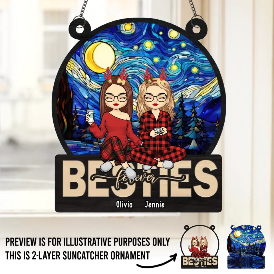 Good Friends Are Hard To Find, Harder To Leave And Impossible To Forget - Bestie Personalized Window Hanging Suncatcher - Christmas Gift For Best Friends, BFF, Sisters
