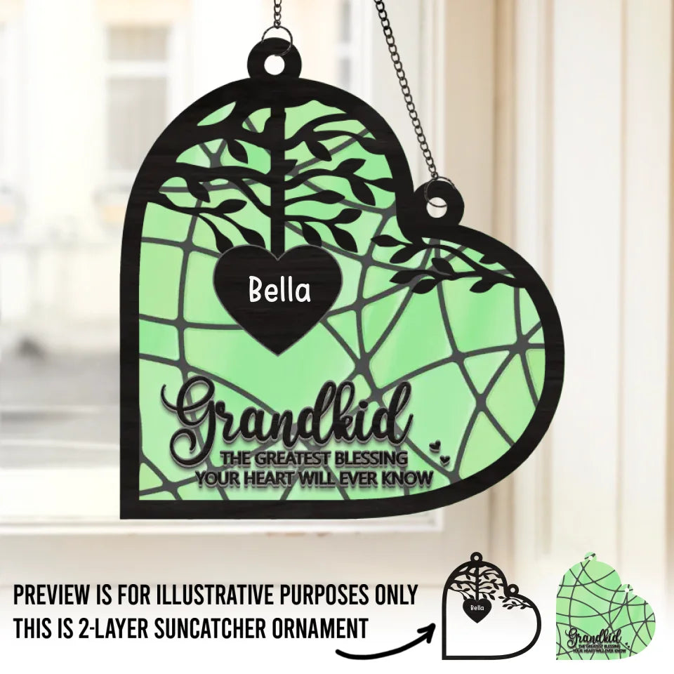 We Live In A Circle Of Love - Family Personalized Window Hanging Suncatcher - Gift For Grandma