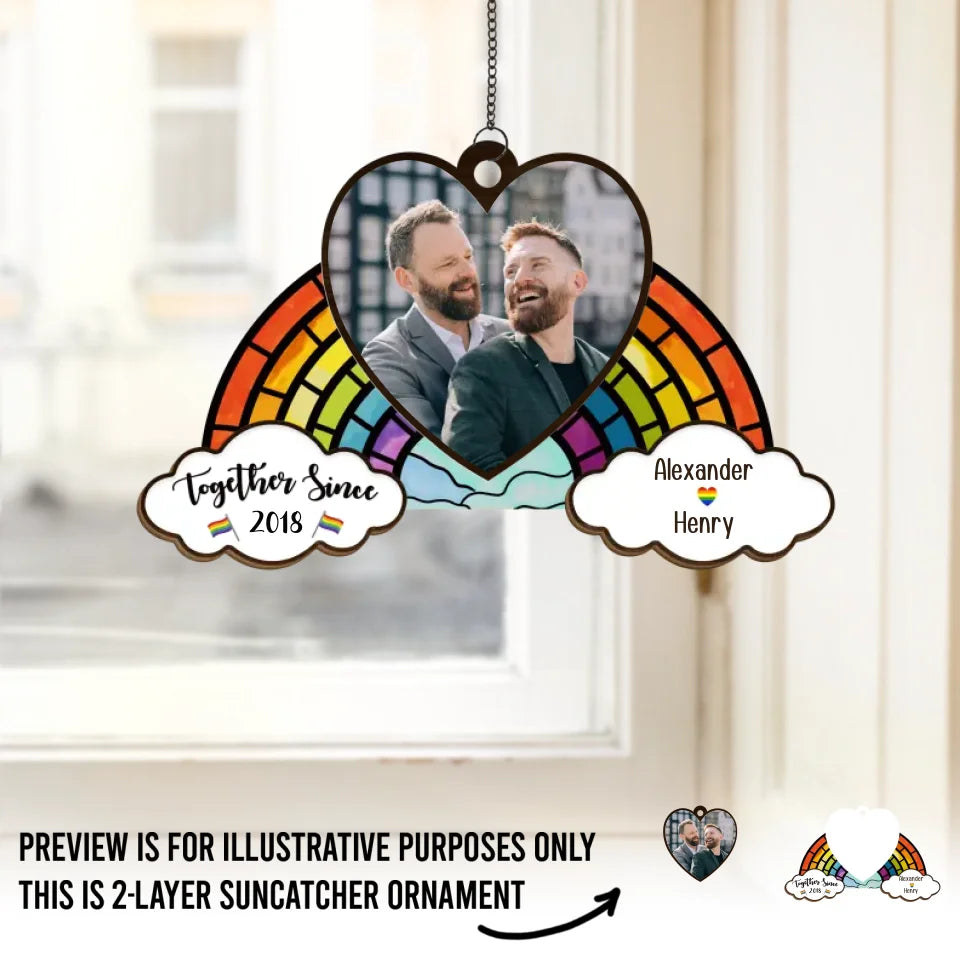 Custom Photo We Are Most Alive When We're In Love - Couple Personalized Window Hanging Suncatcher - Gift For Husband Wife, Anniversary, LGBTQ+