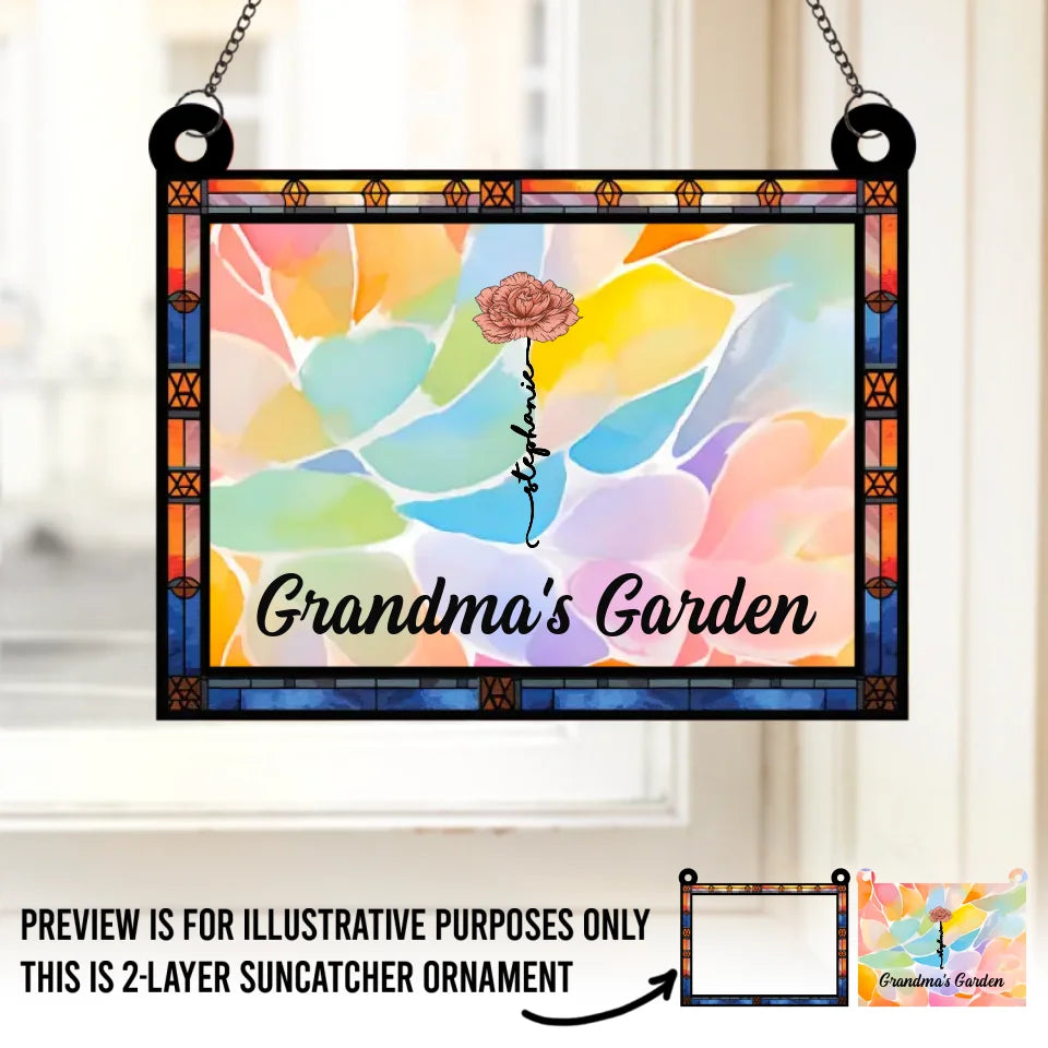 The True Power Behind The Power - Family Personalized Window Hanging Suncatcher - Gift For Mom, Grandma