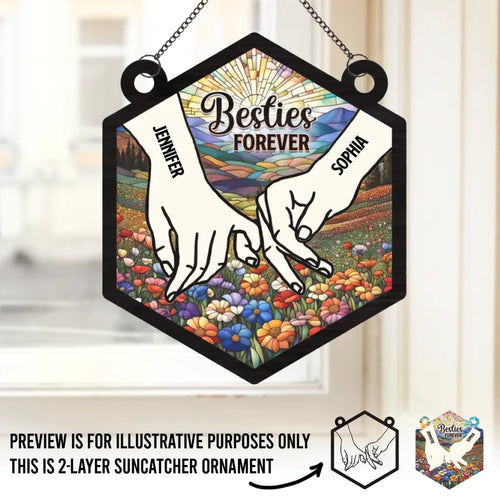 A Best Friend Is A Second Self - Bestie Personalized Window Hanging Suncatcher - Gift For Best Friends, BFF, Sisters