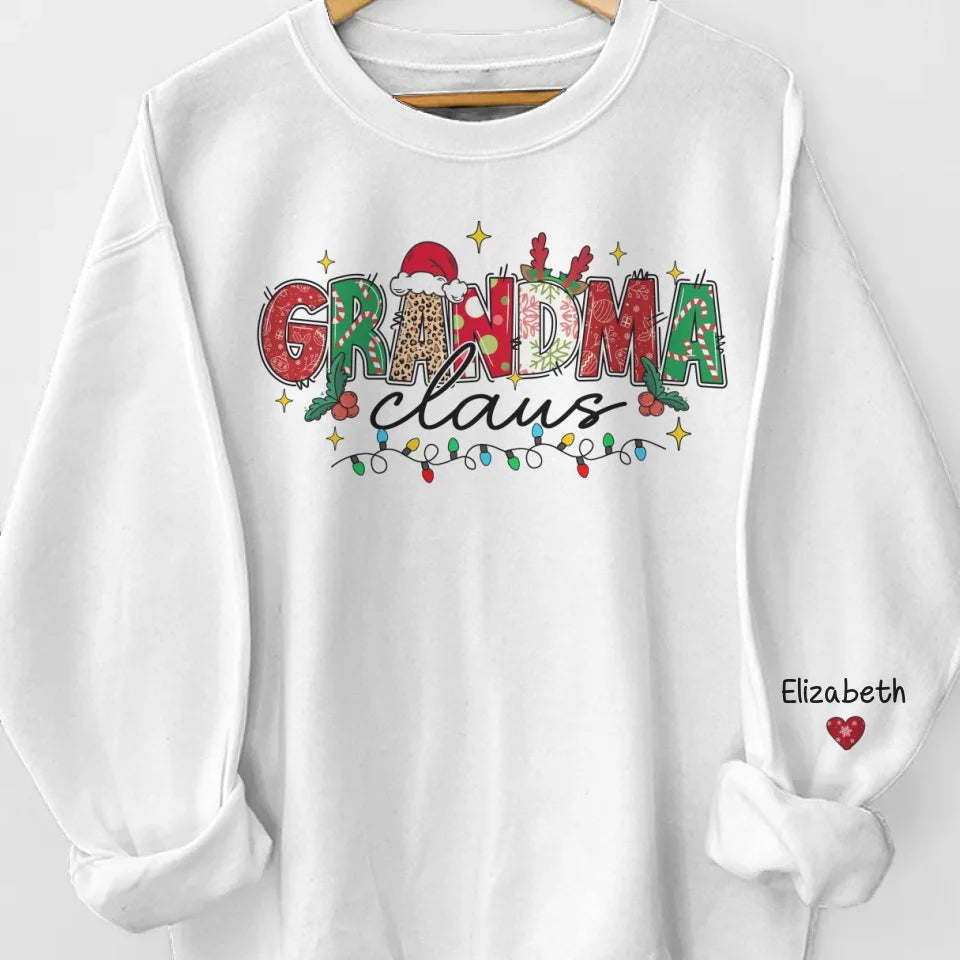 Grandma’s Love Fills Christmas With Joy - Family Personalized Custom Unisex Sweatshirt With Design On Sleeve - Christmas Gift For Mom, Grandma