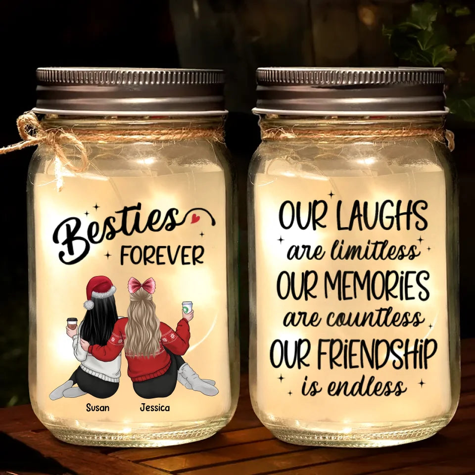 We Will Be Friends Until We're Old And Senile
 - Bestie Personalized Custom Mason Jar Light - Christmas Gift For Best Friends, BFF, Sisters