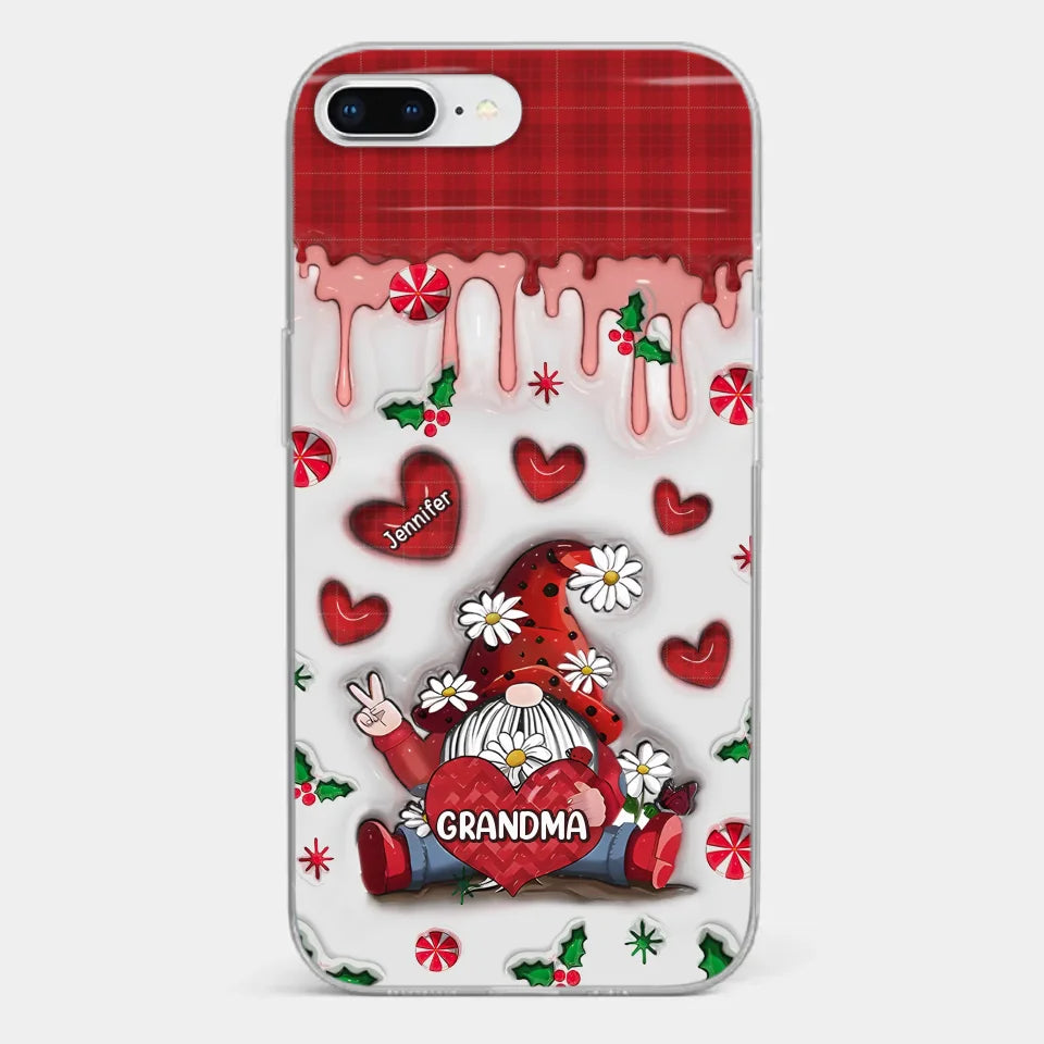 Gnome One Loves Like Grandma - Family Personalized Custom 3D Inflated Effect Printed Clear Phone Case - Christmas Gift For Grandma