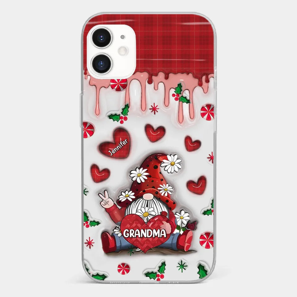 Gnome One Loves Like Grandma - Family Personalized Custom 3D Inflated Effect Printed Clear Phone Case - Christmas Gift For Grandma