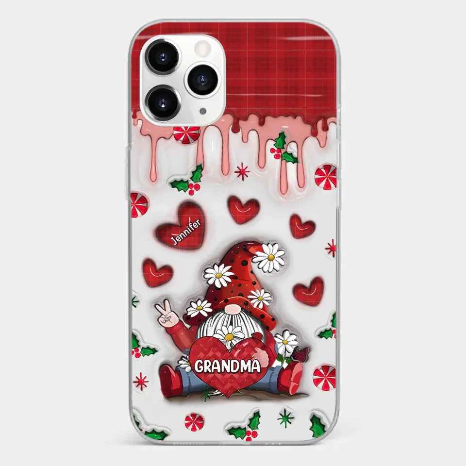 Gnome One Loves Like Grandma - Family Personalized Custom 3D Inflated Effect Printed Clear Phone Case - Christmas Gift For Grandma