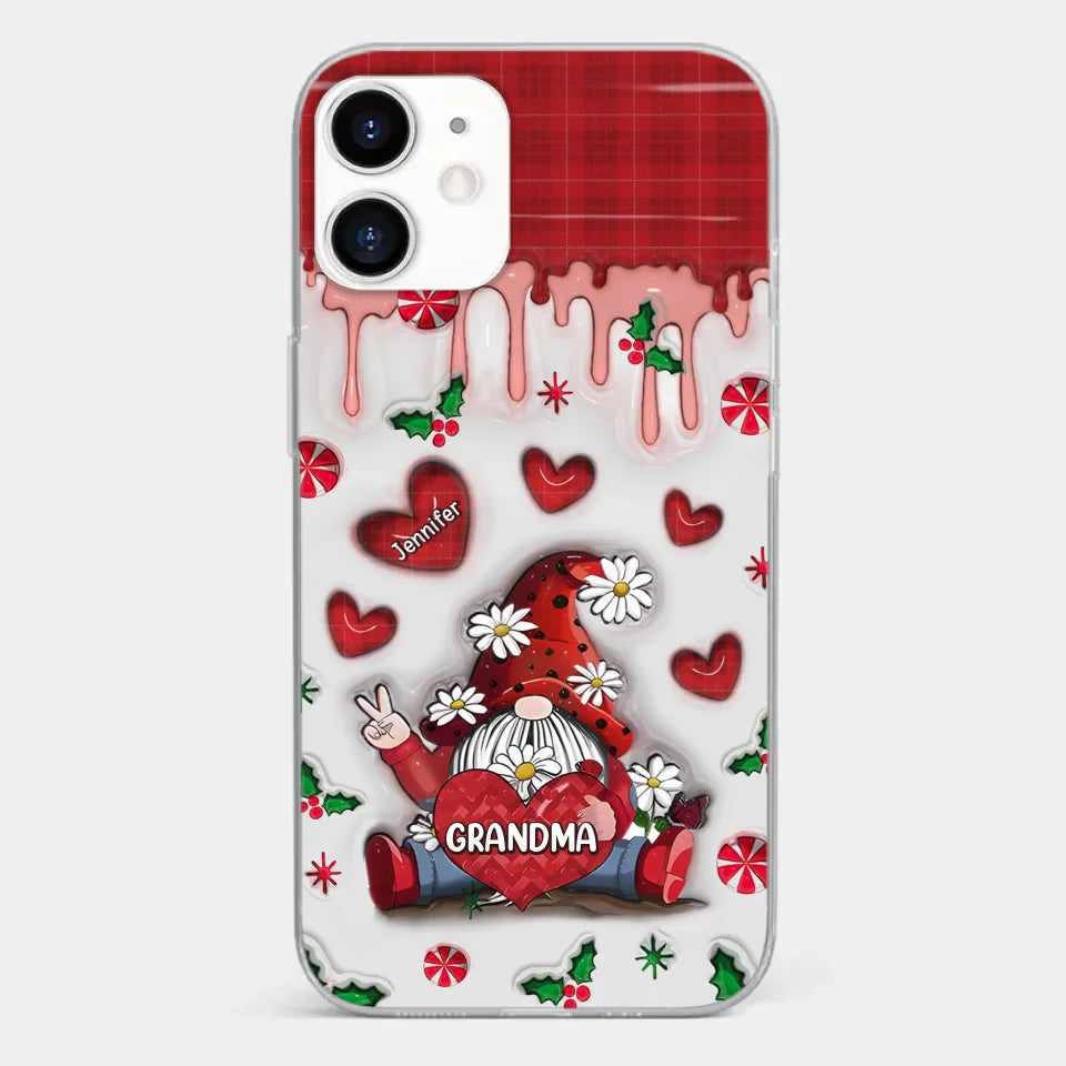 Gnome One Loves Like Grandma - Family Personalized Custom 3D Inflated Effect Printed Clear Phone Case - Christmas Gift For Grandma