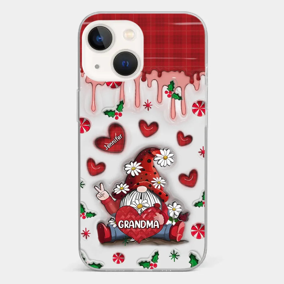 Gnome One Loves Like Grandma - Family Personalized Custom 3D Inflated Effect Printed Clear Phone Case - Christmas Gift For Grandma