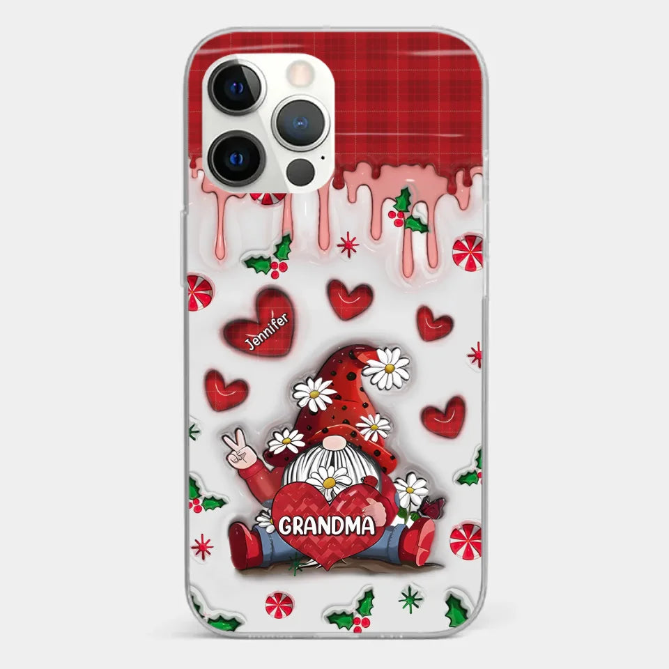 Gnome One Loves Like Grandma - Family Personalized Custom 3D Inflated Effect Printed Clear Phone Case - Christmas Gift For Grandma