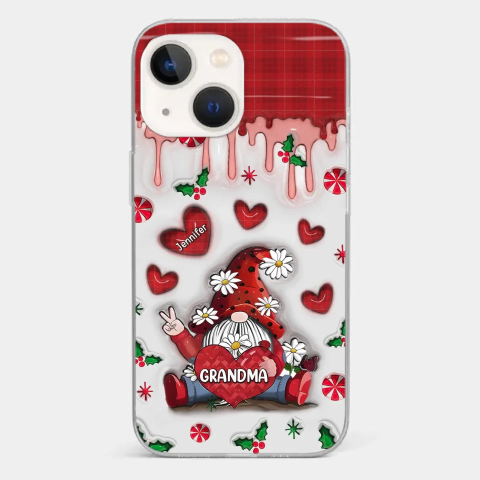 Gnome One Loves Like Grandma - Family Personalized Custom 3D Inflated Effect Printed Clear Phone Case - Christmas Gift For Grandma