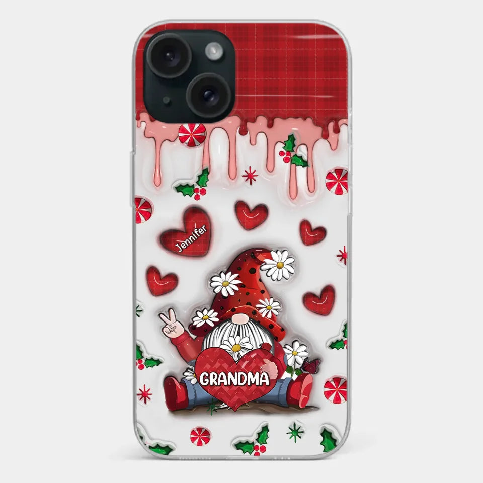 Gnome One Loves Like Grandma - Family Personalized Custom 3D Inflated Effect Printed Clear Phone Case - Christmas Gift For Grandma