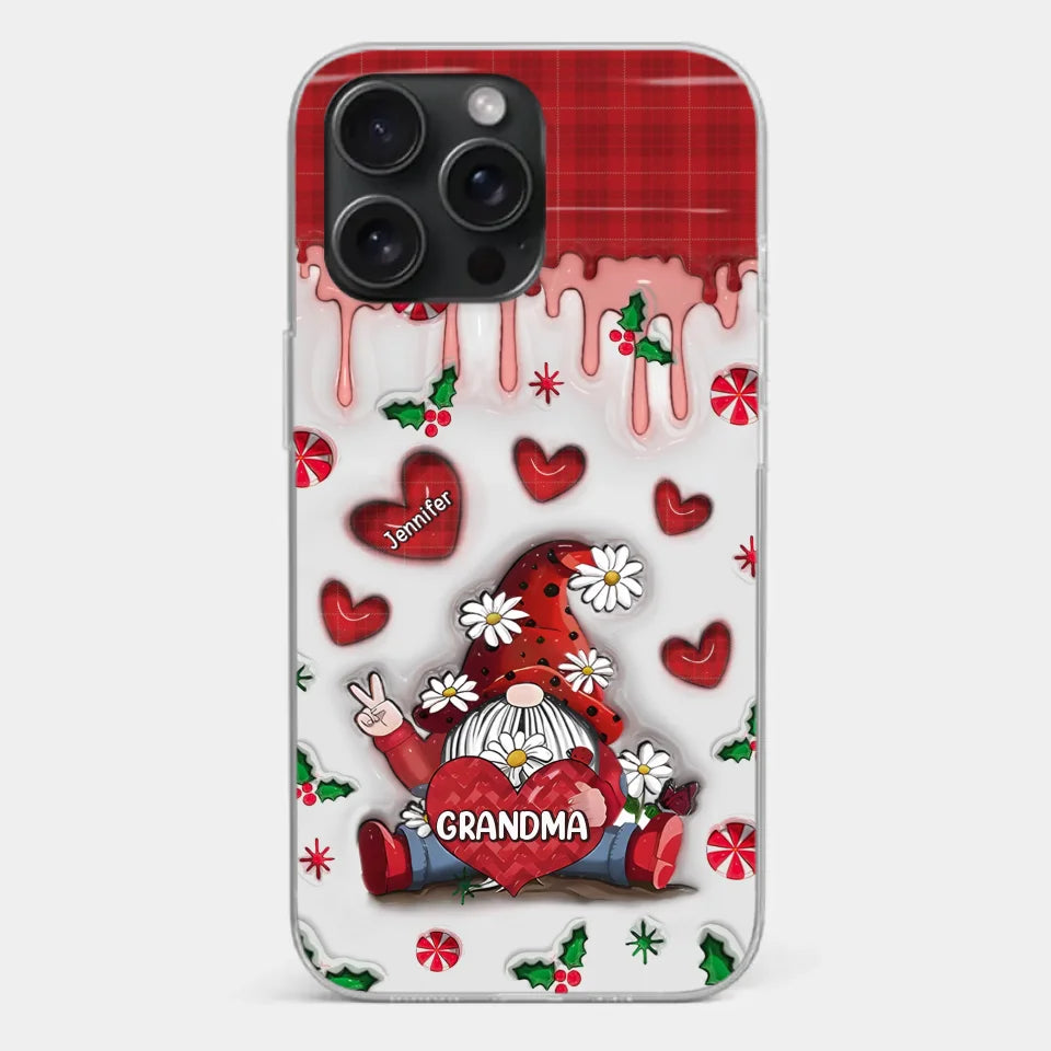 Gnome One Loves Like Grandma - Family Personalized Custom 3D Inflated Effect Printed Clear Phone Case - Christmas Gift For Grandma