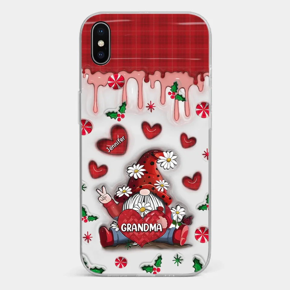 Gnome One Loves Like Grandma - Family Personalized Custom 3D Inflated Effect Printed Clear Phone Case - Christmas Gift For Grandma
