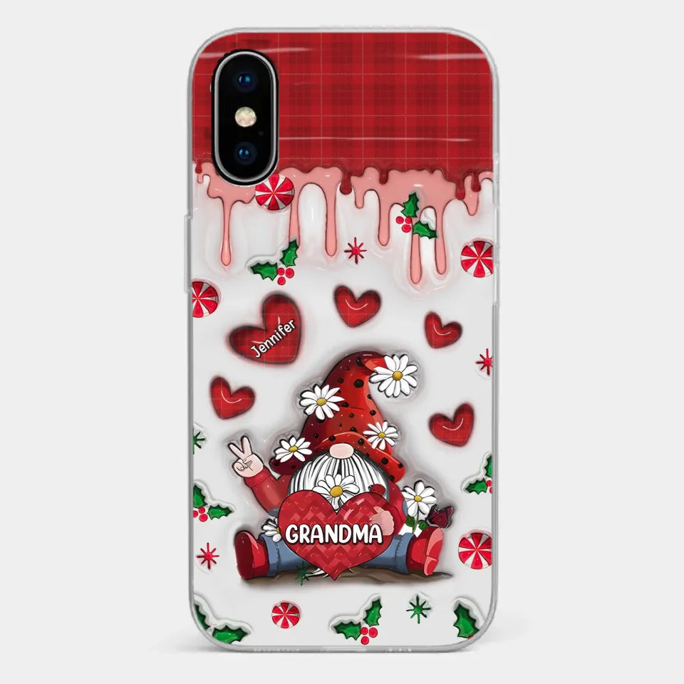 Gnome One Loves Like Grandma - Family Personalized Custom 3D Inflated Effect Printed Clear Phone Case - Christmas Gift For Grandma