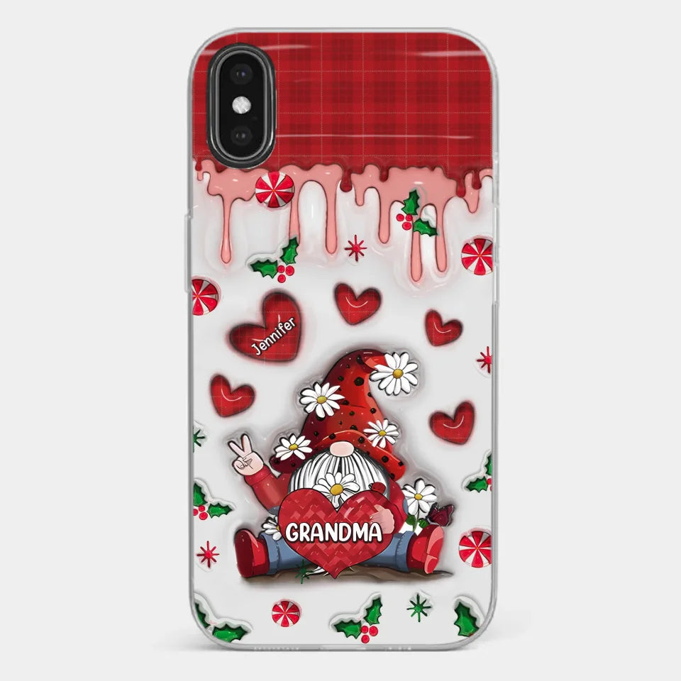 Gnome One Loves Like Grandma - Family Personalized Custom 3D Inflated Effect Printed Clear Phone Case - Christmas Gift For Grandma