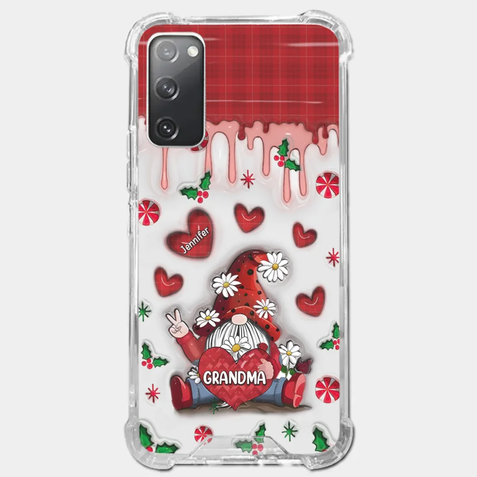 Gnome One Loves Like Grandma - Family Personalized Custom 3D Inflated Effect Printed Clear Phone Case - Christmas Gift For Grandma