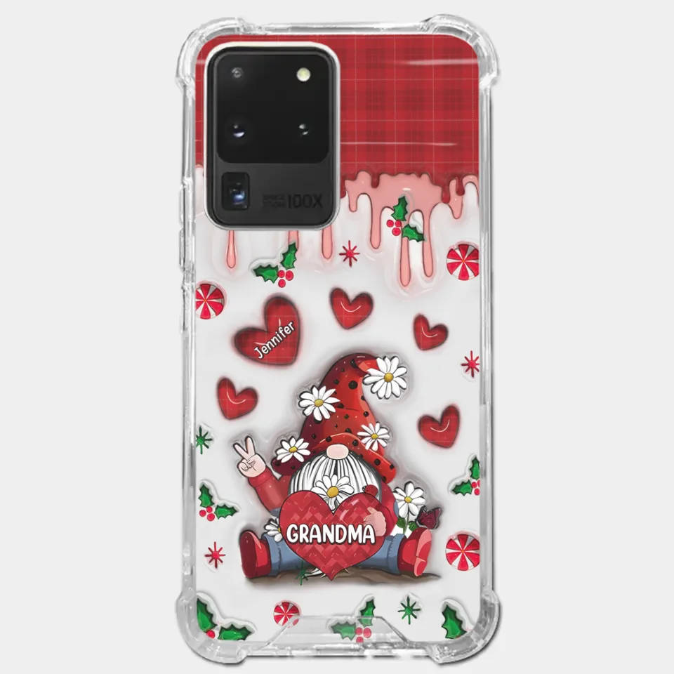 Gnome One Loves Like Grandma - Family Personalized Custom 3D Inflated Effect Printed Clear Phone Case - Christmas Gift For Grandma