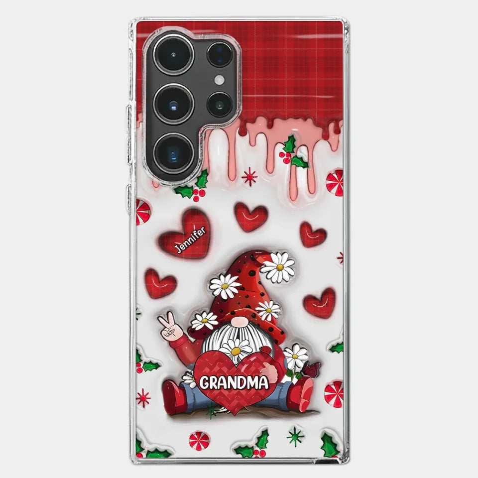 Gnome One Loves Like Grandma - Family Personalized Custom 3D Inflated Effect Printed Clear Phone Case - Christmas Gift For Grandma