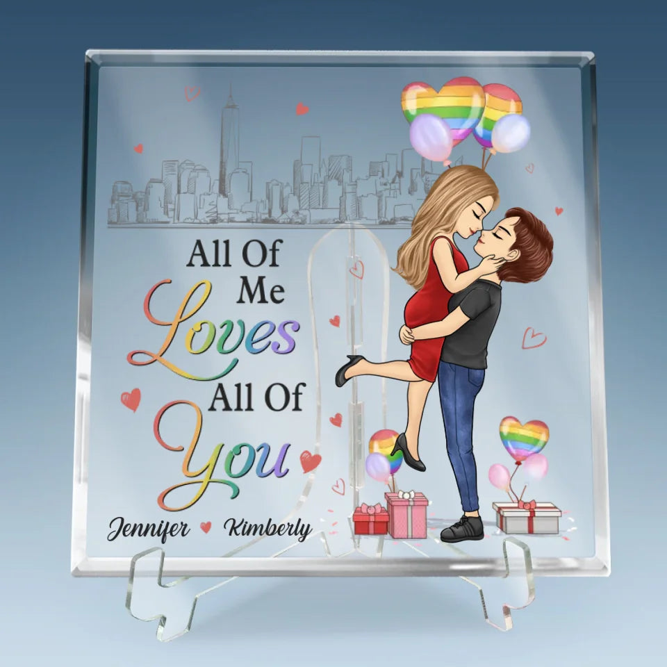 Love Wins, Love Matters - Couple Personalized Custom Square Shaped Acrylic Plaque - Gift For Husband Wife, Anniversary, LGBTQ+