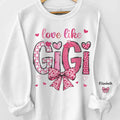 Her Love Is In Every Moment - Family Personalized Custom Unisex Sweatshirt, Hoodie With Design On Sleeve - Gift For Mom, Grandma