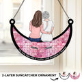 Love You To The Moon And Back - Family Personalized Window Hanging Suncatcher Ornament - Gift For Mom