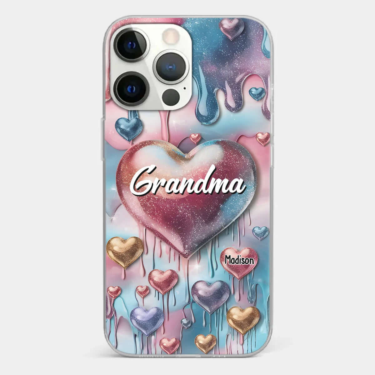Forever In Grandmother's Heart - Family Personalized Custom 3D Inflated Effect Printed Clear Phone Case - Gift For Mom, Grandma